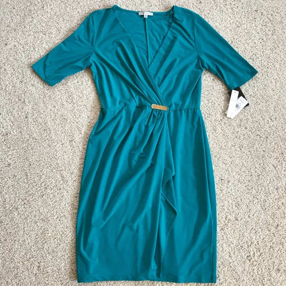 NWT, Sandra Darren, Wrap Styled Jade Dress! - Picture 1 of 8